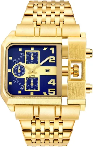 Vista 7 de Reginald Hip Hop 53MM Men's Large Face Square Watch, Red Negro