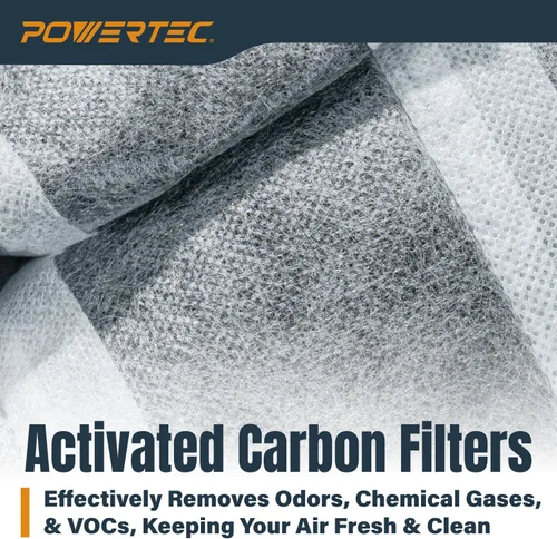 Vista 4 de POWERTEC 75113-P2 Filtro de aire de carbón activado, filtros interiores de 1 micrón para WEN 3417 AF1270/POWERTEC AF1044 AF1045/Powermatic PM1200