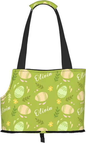Vista 13 de Transportador personalizado para mascotas, diseño de huevos y pollo amarillo de dibujos animados de Pascua, plegable, de lados suaves, bolsa