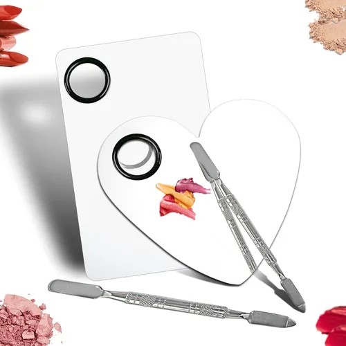 Vista 9 de Mejora la paleta de maquillaje de mezcla, paleta de acero inoxidable con herramienta de espátula para mezclar cosméticos y pigmentos, Nail art