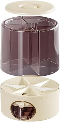 Vista 5 de Dispensador de alimentos giratorio de 6 rejillas prémium con tapa sellada, contenedor de almacenamiento de granos de rotación de 360° para arroz