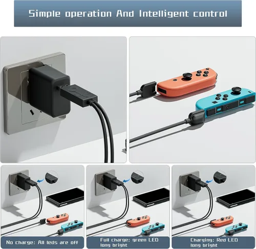 Vista 6 de Switch Controller Charging Dock Compatible with Nintendo Switch & OLED Model Joy Con with LED Indicationfor Nintendo Switch Joy Con