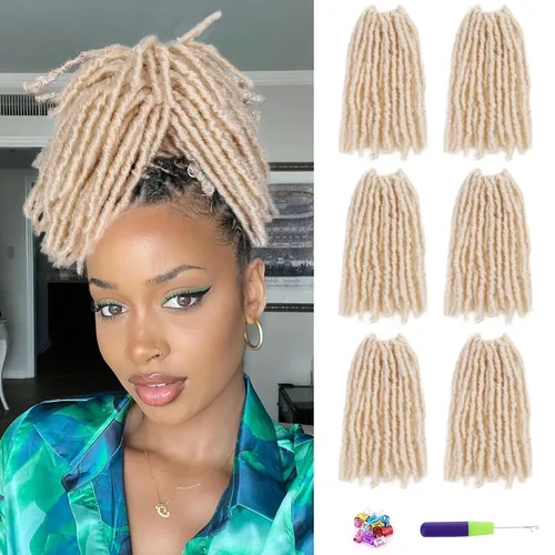 Vista 11 de WIGNEE Cabello de Ganchillo 120 Hebras Locs Sintéticos 8 Pulgadas Locs Suaves Pre-Trenzados 6 Paquetes Cabello de Ganchillo Pre-Anudado para Mujeres