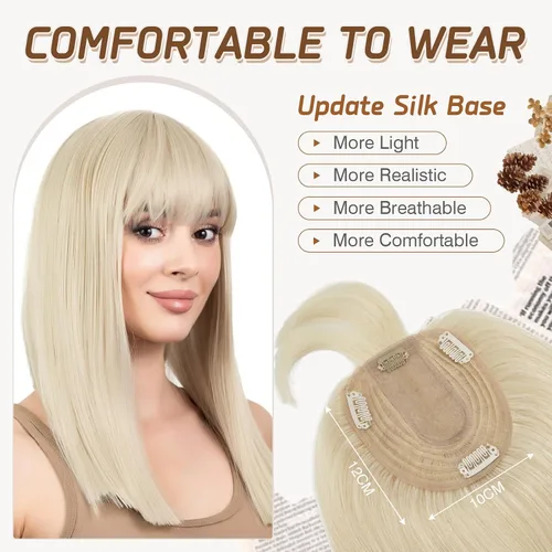 Vista 91 de Rich Choices Pelucas con topper de cabello para mujeres, cabello humano real 100% Remy, sin flequillo, para mujeres con adelgazamiento en la parte