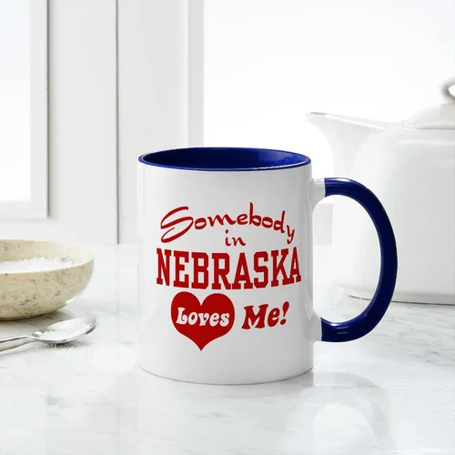 Vista 108 de CafePress I Love Nebraska Taza de café de cerámica de 11 oz (11.0 fl oz)