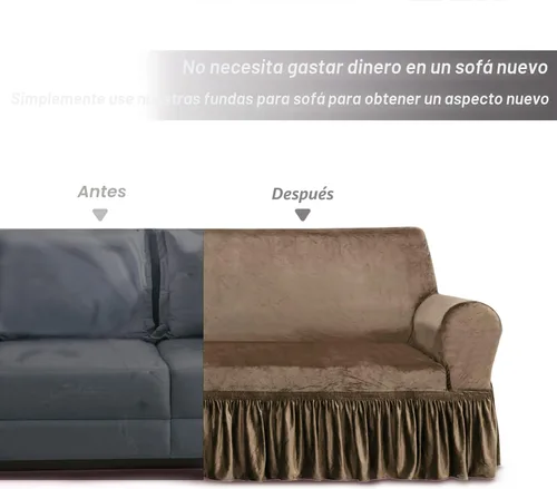 Vista 8 de NICEEC Funda de Sofá Súper Suave de 1 Pieza Marrón Funda Deslizable para Sofás Elástica Universal de Spandex Fundas de Sofá para Sala de Estar Fácil