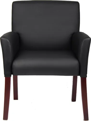 Vista 7 de Boss Office Products Silla de invitados Box Arm con acabado de caoba en negro, 250