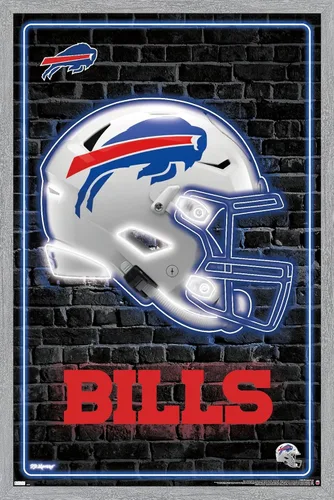 Vista 12 de NFL Buffalo Bills - Póster de pared con casco neón, 22.4 pulgadas de largo x 14.7 pulgadas de ancho, versión enmarcada de madera de granero