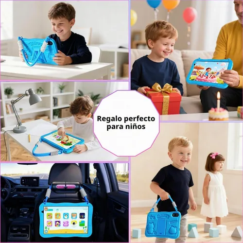 Vista 8 de Tableta para niños, tableta Android 16 para niños de 10 pulgadas Azul