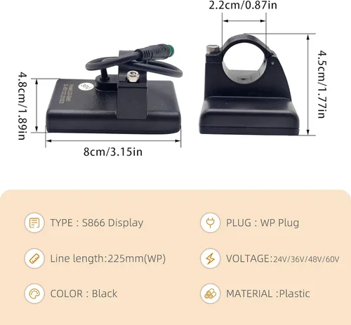 Vista 11 de Medidor de pantalla LCD de bicicleta eléctrica S866, 24V 36V 48V Ebike Pantalla LCD Panel de control inalámbrico Velocímetro de bicicleta odómetro