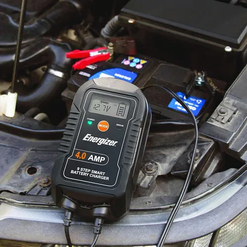 Vista 9 de ENERGIZER Cargador automático de 4 amperios, 6 V/12 V, mantenedor de batería inteligente de 9 pasos, cargador de goteo con pantalla LCD