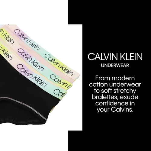 Vista 5 de Calvin Klein Bikinis modernos de algodón para niñas, paquete múltiple