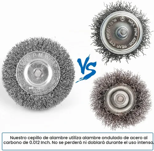 Vista 4 de Cepillo de alambre para taladro, juego de cepillo de rueda de alambre, cepillo de alambre para taladro de 1/4 pulgada para limpieza de óxido