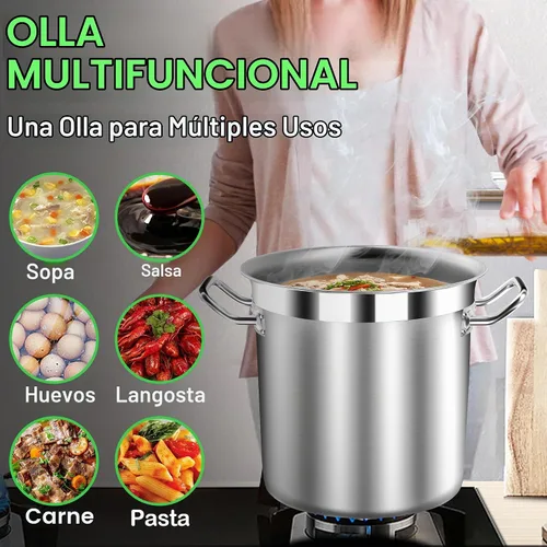 Vista 7 de STOCKPOT Olla de Caldo de 20 Cuartos con Tapa – Olla de Cocina de Acero Inoxidable para Sopa, Guiso y Pasta – Olla de Caldo Resistente Compatible