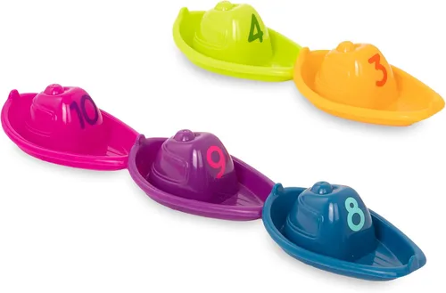 Vista 10 de Battat 10 botes de baño apilables - Horario de baño numerado y apilable - Juguetes flotantes para el baño, piscina, playa - Juguetes educativos