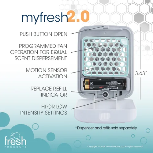 Vista 6 de Fresh Products myfresh 2.0 Ambientador personal con tecnología de fragancia seca para espacios pequeños, diseño compacto, sensor de movimiento