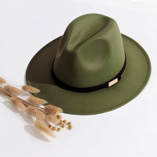 Vista 56 de Sombreros Fedora para hombre, sombrero Panamá de ala ancha con cinturón clásico Unisex Felt Fedora, Adjustable Fit, Breathable Sweatband, All-Day