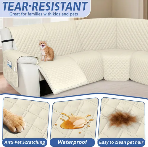 Vista 5 de Arfntevss Fundas de sofá modular reclinable, 100% impermeable, en forma de L, para sillón reclinable en forma de L, funda seccional lavable