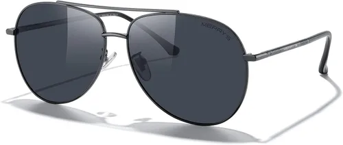 Vista 2 de MERRY'S Lentes de sol de aviador para mujeres y hombres, lentes de espejo polarizadas con funda, lentes de sol polarizadas para conducción, 2.362 in