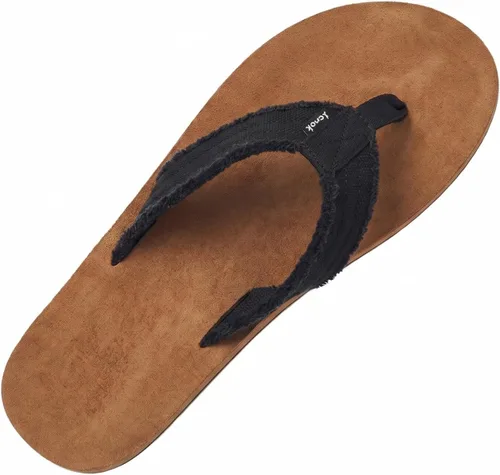 Vista 2 de Sanuk Fraid Not Flip-Flop para hombre Negro/Bronceado