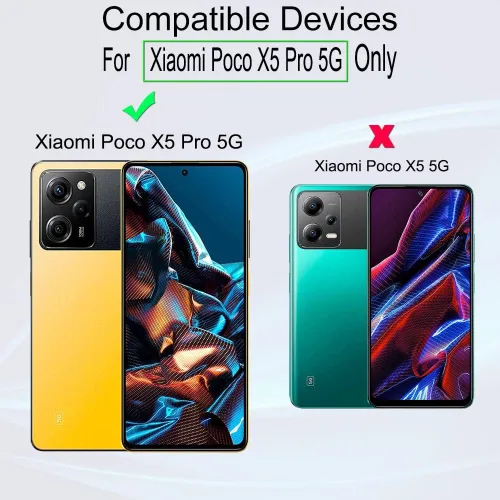Vista 2 de Ibywind Protector de pantalla para Xiaomi Poco X5 Pro 5G (6.67 pulgadas), paquete de 2 + 1 protector de lente de cámara + 1 película trasera, vidrio