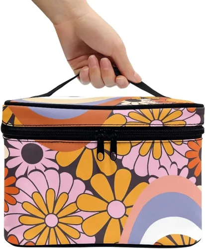 Vista 3 de Bolsas de cosméticos Drydeepin, bolsas de viaje para artículos de aseo con asa y cremallera, bolsas de maquillaje portátiles para mujeres
