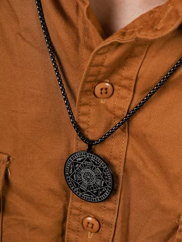 Vista 5 de HAQUIL Stainless Steel Seal of The Seven Archangels Medallion Pendant Necklace, Box Chain, Jewelry Gift for Men and Women