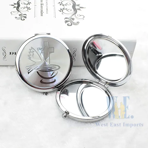 Vista 7 de WE 12 piezas de bautismo compacto espejo favor -Bautizo Recuerdos/maquillaje de espíritu santo compacto con bolsa decorada