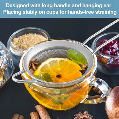 Vista 7 de TeamFar Colador de malla fina, colador de té de acero inoxidable de 3.3 pulgadas, colador de barra pequeña cónica de malla para cóctel, jugo
