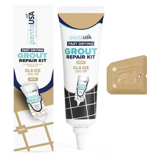 Vista 8 de PentaUSA Lechada para Azulejos - Reparaciones de Relleno de Lechada Grande, Kit de Reparación de Lechada de Secado Rápido, Fórmula Inodora - Incluye