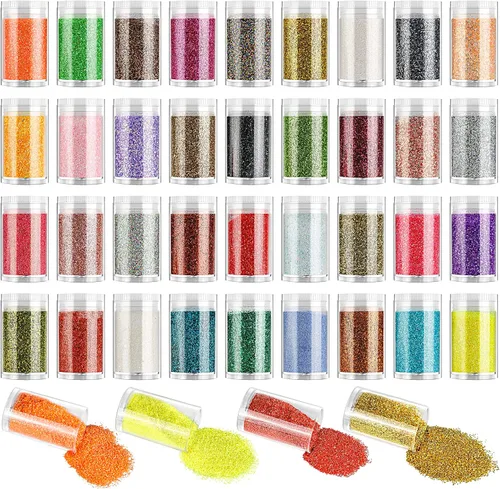 Vista 8 de Brillantina extrafina, juego de 24 colores cosméticos para arte de uñas, manualidades de resina, dispensador de polvo de brillantina suelta