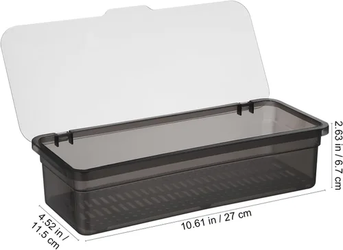 Vista 2 de Operitacx Soporte de plástico para palillos con tapa, organizador de cajones de utensilios con drenaje para cubiertos de cocina, hogar, camping