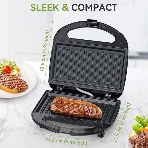 Vista 6 de OSTBA Panini Press Sandwich Maker, 2 rebanadas Sandwich Tostador Grill