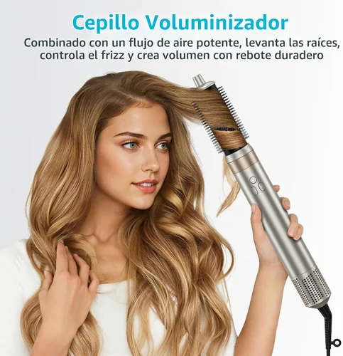 Vista 5 de Cepillo de aire caliente iónico 6 en 1, secador de pelo