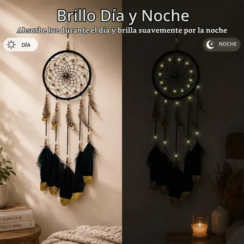Vista 2 de Atrapasueños hecho a mano pluma nativa decoración de la pared del hogar negro