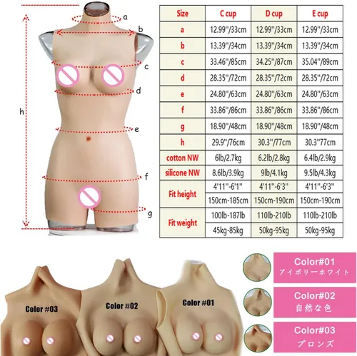Vista 3 de Traje de travestismo de silicona para el pecho de hombre a mujer, body realista de pechos falsos para transgénero Drag Queen