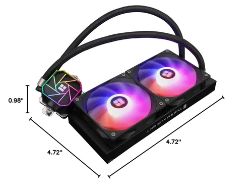 Vista 10 de Thermalright Aqua Elite 240 V3 - Enfriador líquido de CPU, tamaño de fila de enfriamiento de 240, 2 ventiladores PWM de 4.724 in, rodamientos S-FDB
