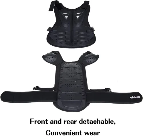 Vista 5 de Webetop chaleco armadura protector de columna vertebral y tórax para moto todo terreno para niños, equipo de protección para moto todo terreno