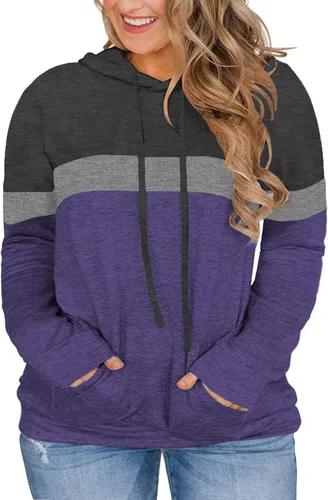 Vista 23 de VISLILY - Sudaderas con capucha para mujer, talla grande, con bloques de color y bolsillos, tallas XL a 4XL gris (01_a_gray)