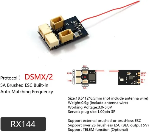 Vista 2 de 2.4G 4CH/5CH/6CH/7CH Mini receptor DSM2 DSMX de bajo voltaje incorporado cepillado/sin escobillas ESC regulador (RX 144)
