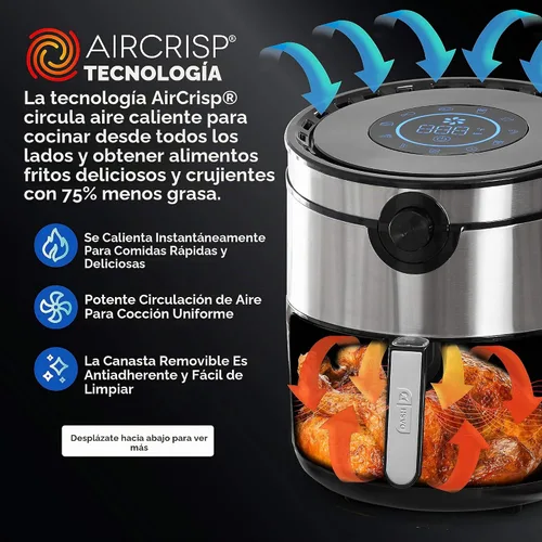 Vista 4 de Dash AirCrisp® Pro - Freidora de aire digital - Control de temperatura ajustable - Función de apagado automático y múltiples ajustes preestablecidos
