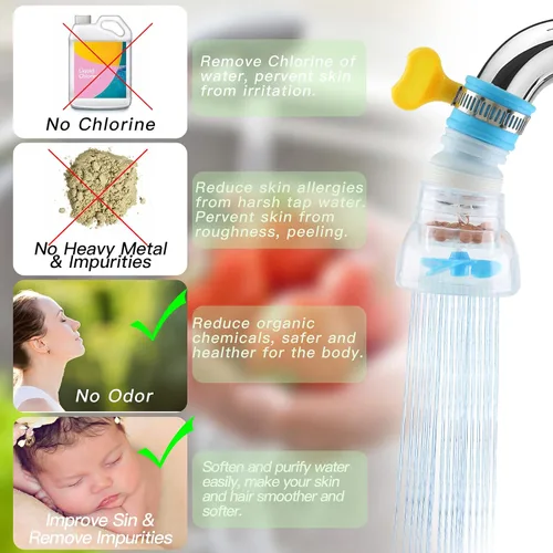 Vista 3 de 3 filtros portátiles de montaje en grifo filtro de agua purificada, grifo de filtro de agua ajustable que elimina las impurezas de agua dura
