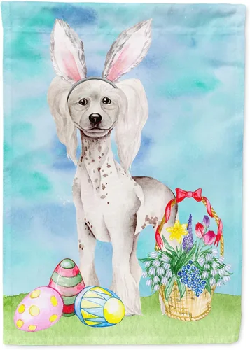 Vista 13 de Caroline's Treasures CK1381GF Bichon Frise - Bandera de jardín con diseño de conejito de Pascua, bandera decorativa para patio exterior, patio