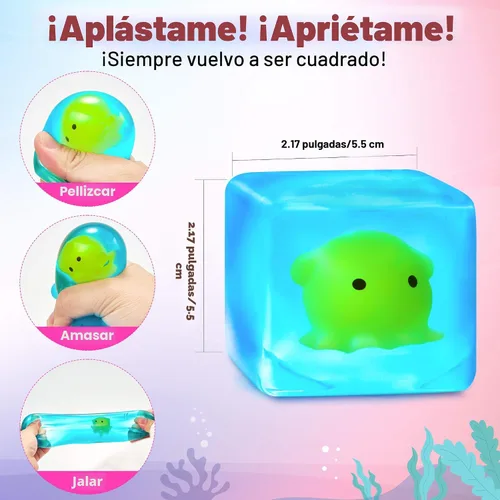 Vista 4 de Juguetes sensoriales de cubo antiestrés para adultos, pulpo que brilla en la oscuridad, juguetes sensoriales para niños con autismo, bolas de estrés