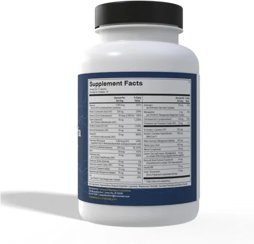 Vista 2 de Recarga de mitocondrias - Energía celular y complejo antioxidante Ácido alfa lipoico, NAC, acetil-L-carnitina 60 cápsulas