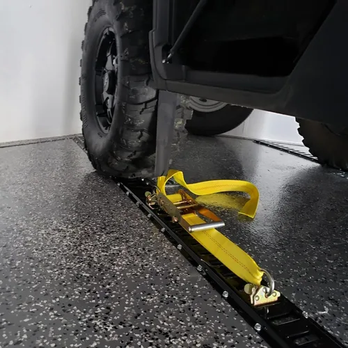 Vista 4 de DC Cargo Mall Correas de neumático E Track (paquete de 4) – Correas de rueda con accesorios E Track y 3 bloques de goma – 11' x 2" amarres