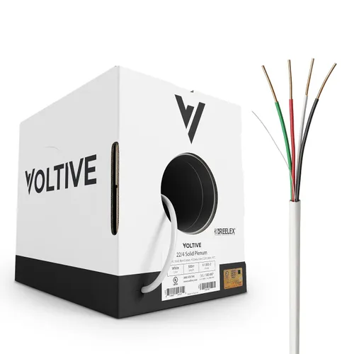 Vista 20 de Voltive Cable de altavoz 12/2, Plenum CL3P, blanco, 500 pies - 12 AWG, 2 conductores, cobre trenzado sin oxígeno, listado UL - V-1214-2