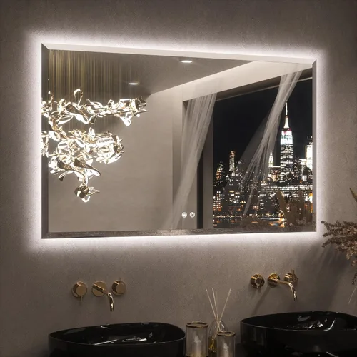 Vista 17 de Keonjinn - Espejo de 48x30 pulg retroiluminado LED para baño/tocador, luz de 3 colores ajustables blanca/cálida/natural, lúmenes altos, montaje