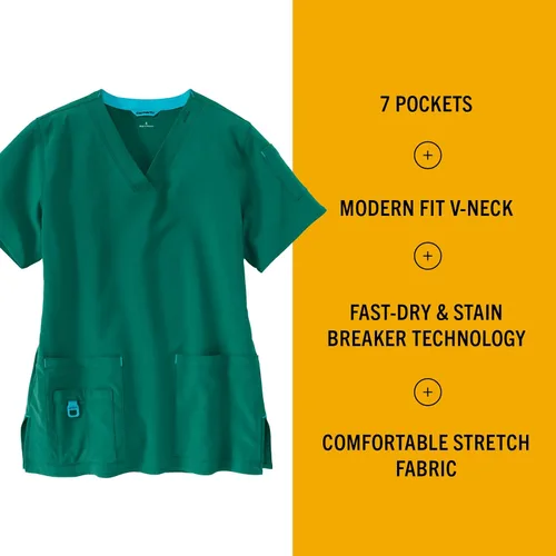 Vista 3 de Carhartt Scrubs C12110, camiseta de mujer Force® Cross-Flex de ajuste moderno con cuello en V Hunter