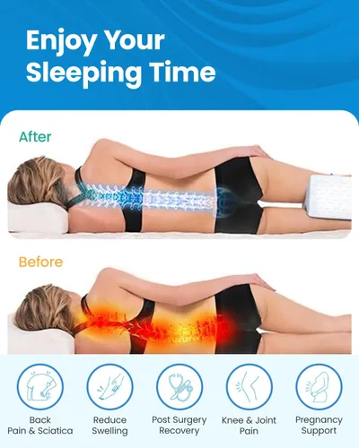 Vista 3 de Almohada de rodilla para personas que duermen de lado, almohada de espuma viscoelástica para piernas para dormir de lado con correa, almohada